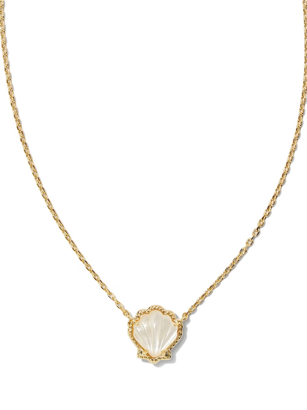 New Kendra Scott Brynne Gold Reversible White Shell Pendant Short Necklace